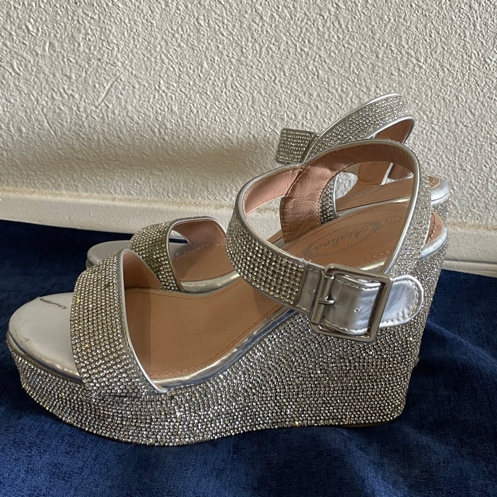 Glamorous Silver Heels With Sparkling Ankle Strap - image 4
